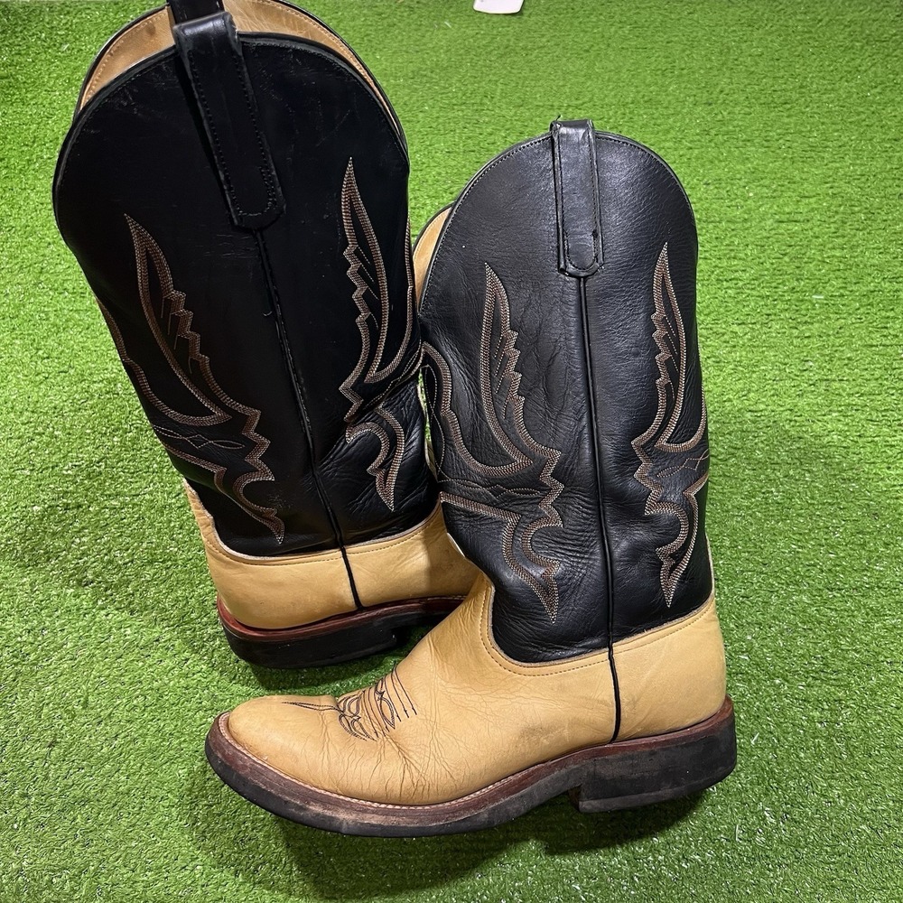 Vintage Anderson Bean Boots SZ 10 D (wide) USA Made Western Boot 4100 Tan Black